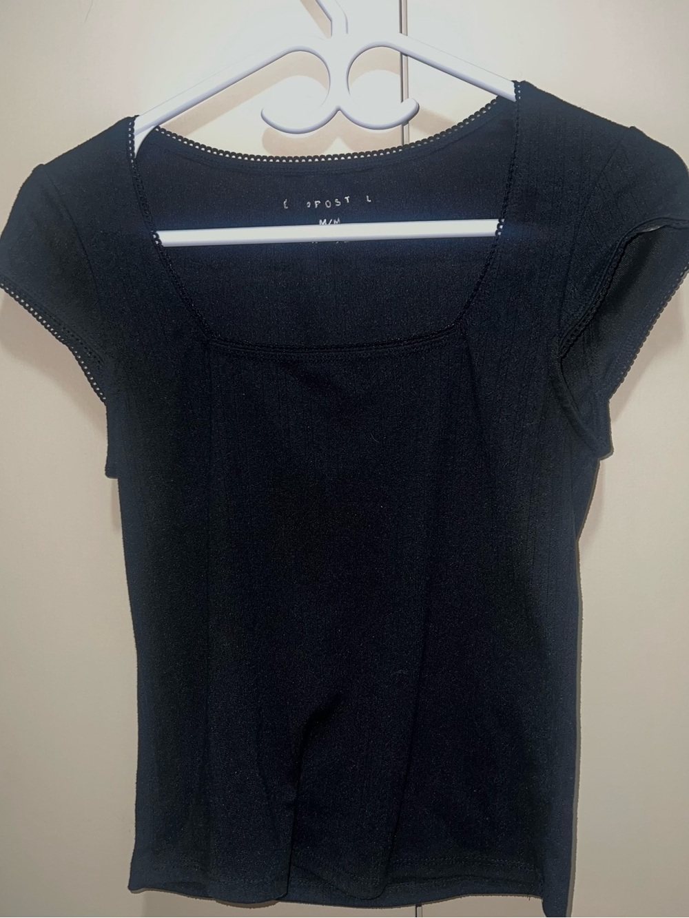 Aeropostale Black Square Neck Short Sleeve Tee